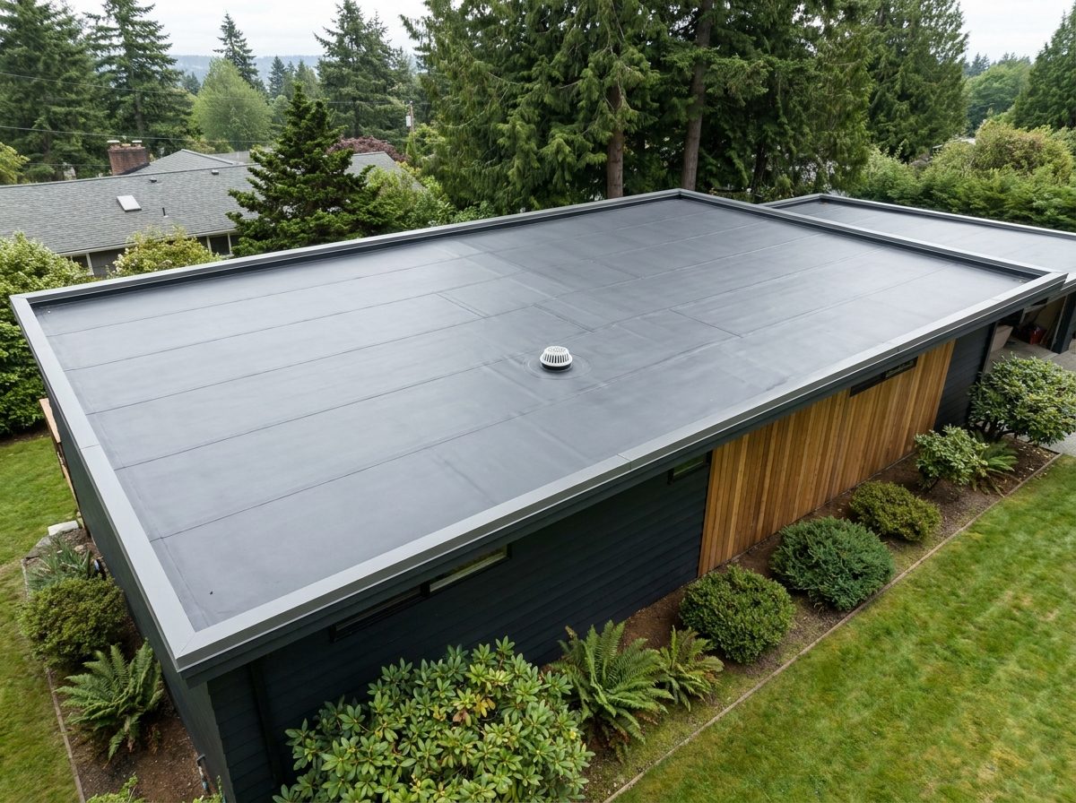 The same roof after: a new TPO membrane flat roof — representative example