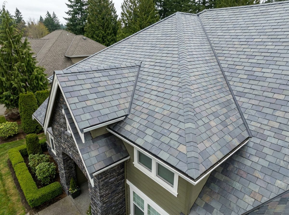 The same roof after: a new slate roof &mdash; representative example