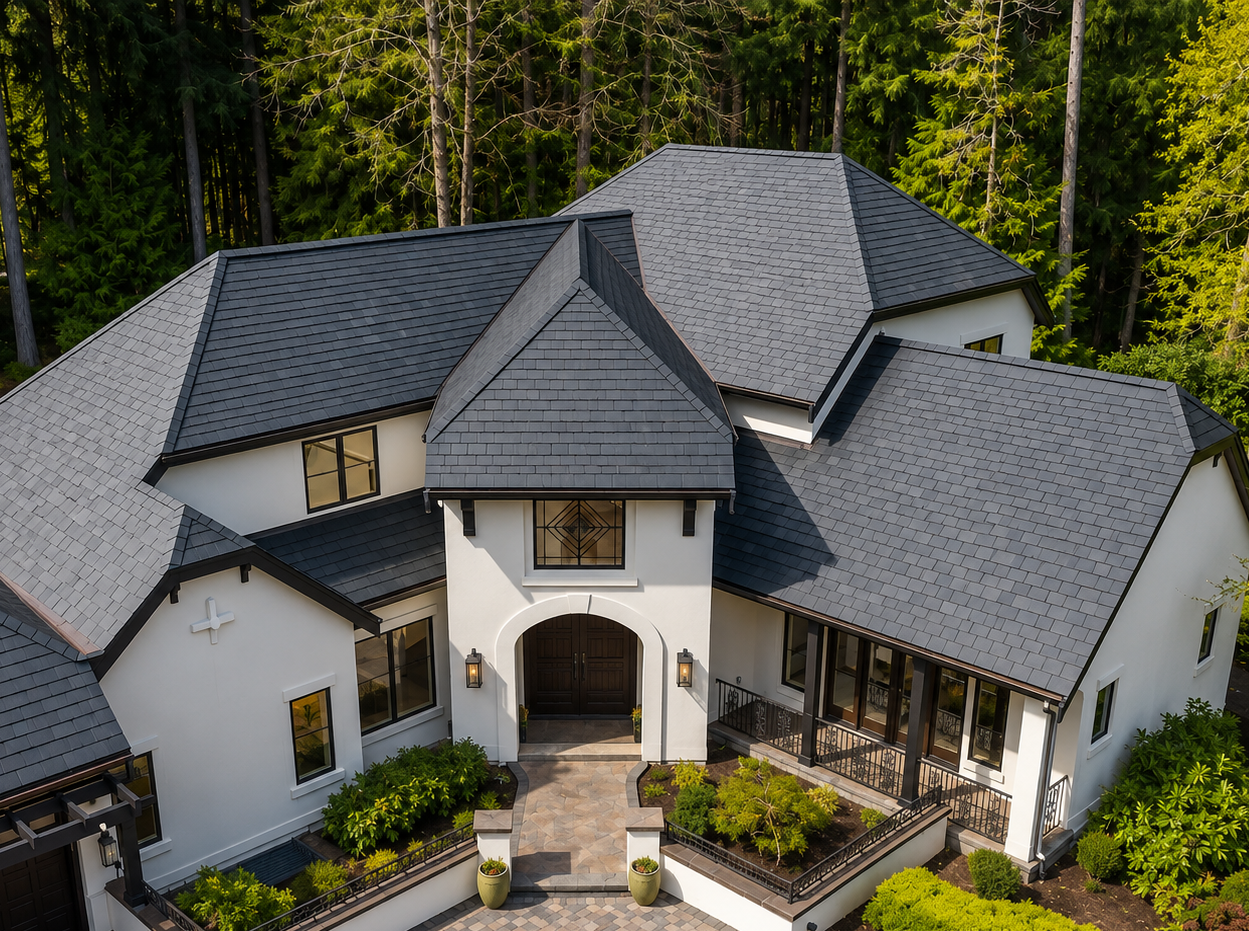 Natural slate roofing installation by Vantek Roofing in Greater Seattle